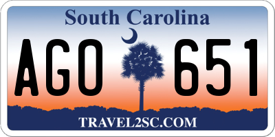 SC license plate AGO651