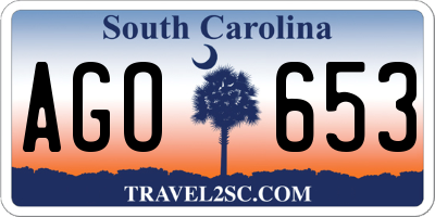 SC license plate AGO653