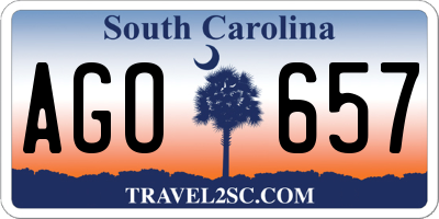 SC license plate AGO657