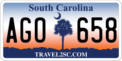 SC license plate AGO658