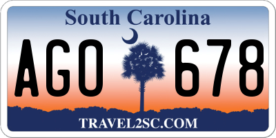 SC license plate AGO678
