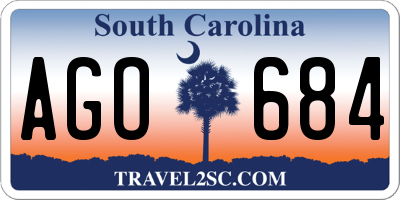 SC license plate AGO684