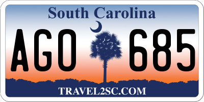 SC license plate AGO685
