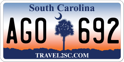 SC license plate AGO692