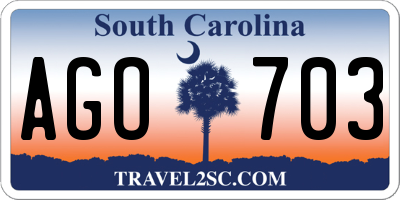 SC license plate AGO703