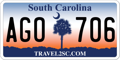 SC license plate AGO706
