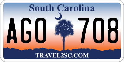 SC license plate AGO708