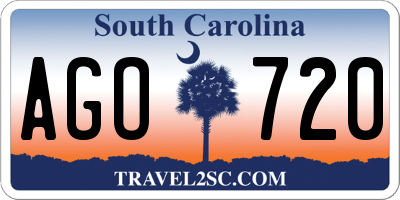 SC license plate AGO720