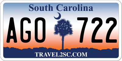 SC license plate AGO722