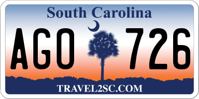 SC license plate AGO726