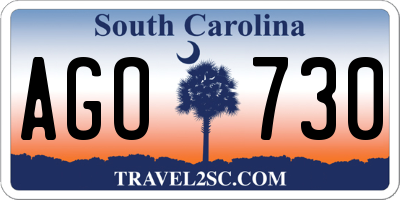 SC license plate AGO730