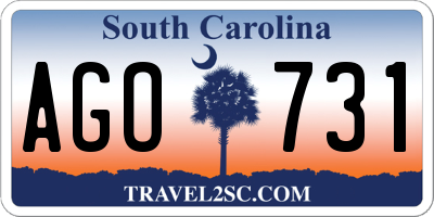 SC license plate AGO731