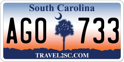 SC license plate AGO733