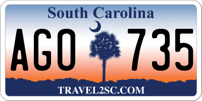 SC license plate AGO735