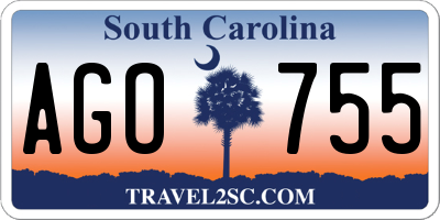 SC license plate AGO755