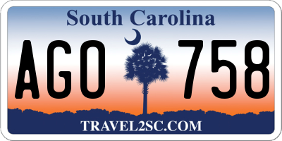 SC license plate AGO758