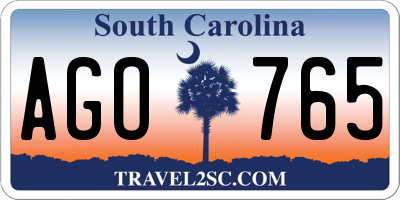 SC license plate AGO765