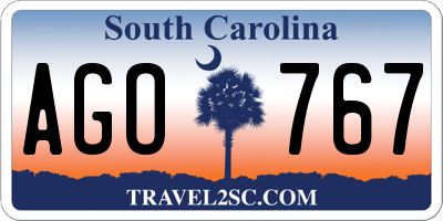SC license plate AGO767