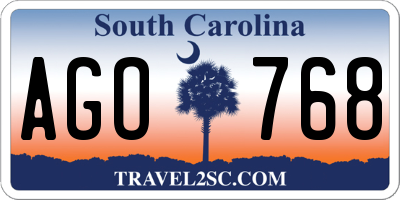 SC license plate AGO768
