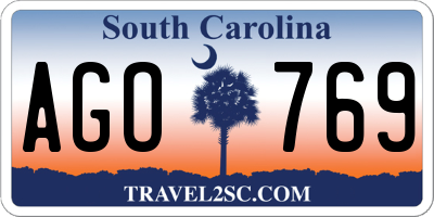 SC license plate AGO769