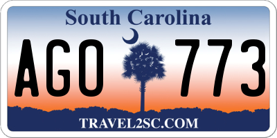 SC license plate AGO773