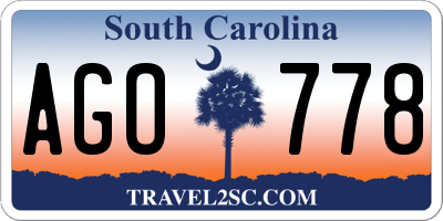 SC license plate AGO778