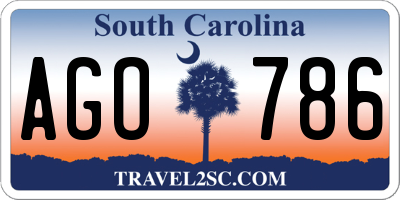 SC license plate AGO786