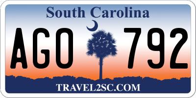 SC license plate AGO792