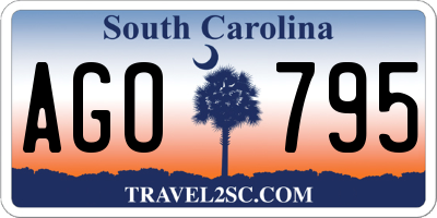 SC license plate AGO795