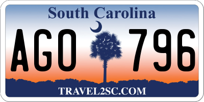 SC license plate AGO796