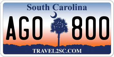 SC license plate AGO800