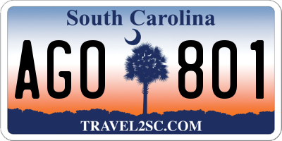 SC license plate AGO801