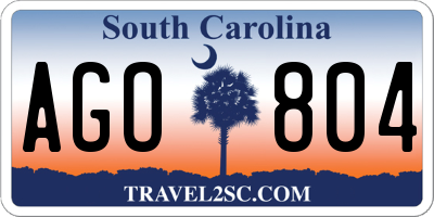 SC license plate AGO804