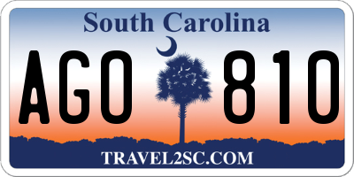 SC license plate AGO810