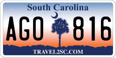 SC license plate AGO816