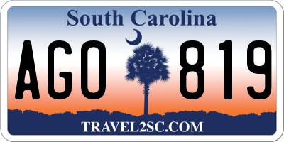 SC license plate AGO819