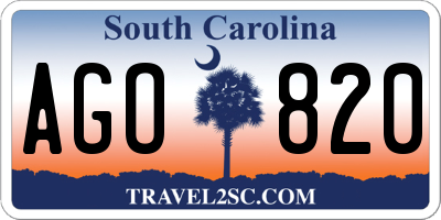 SC license plate AGO820
