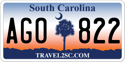 SC license plate AGO822