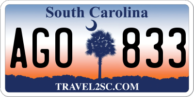 SC license plate AGO833