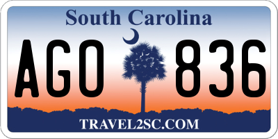 SC license plate AGO836