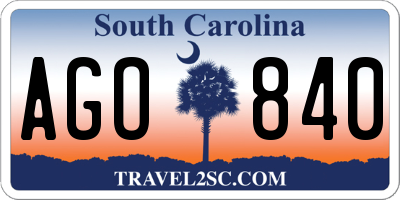 SC license plate AGO840