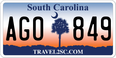 SC license plate AGO849