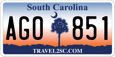 SC license plate AGO851