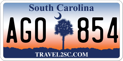 SC license plate AGO854