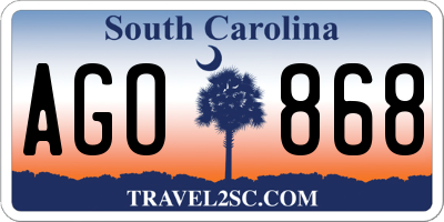 SC license plate AGO868