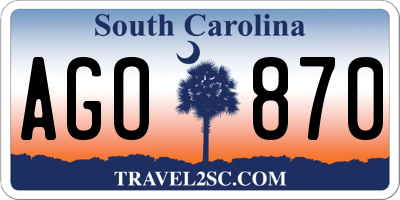 SC license plate AGO870
