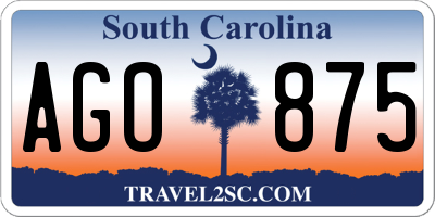 SC license plate AGO875