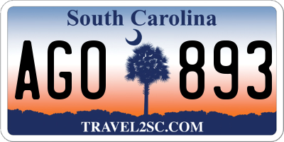 SC license plate AGO893