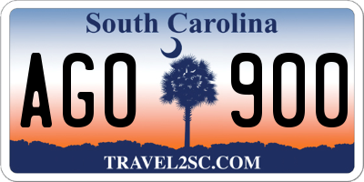 SC license plate AGO900