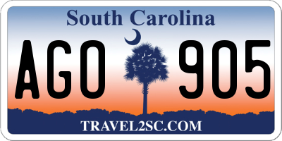 SC license plate AGO905